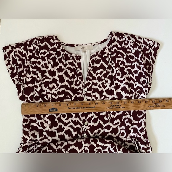 Loft side tie dolman dress women’s size XS, Red Raisin color - Picture 5 of 11